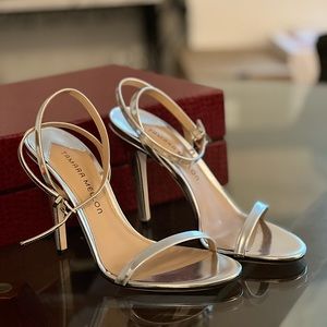NEW Tamara Mellon Strappy Sandals Silver Stilettos 38.5 (8)